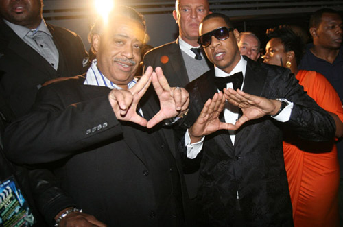 Al Sharpton and Jay throwing up the Roc