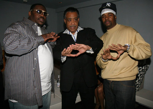 Beanie Sigel, Al Sharpton, and Memphis Bleek at the 40/40 club opening