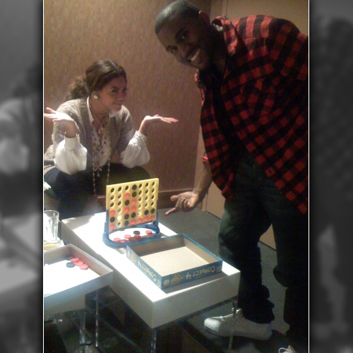 Beyonce and Kanye West playing Connect 4