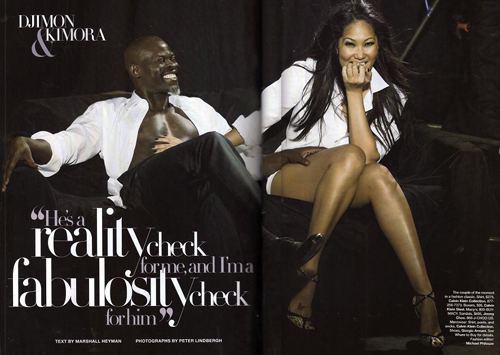 Djimon Hounsou and Kimora Lee Simmons Featured in Harperâ€™s Bazaar