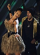 Rihanna performs at the 50th Annual Grammy Awards