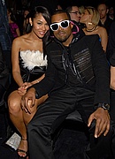Kanye and Alexis in the audience at the 50th Annual Grammys