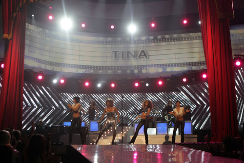 Tina Turner performs at the 50th Annual Grammys