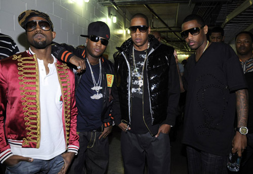 Kanye West, Young Jeezy, Jay-Z, and Fabolous backstage - Heart of the City tour - Miami
