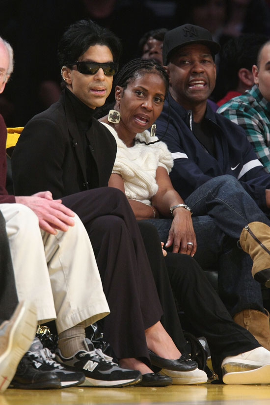 Prince, Pauletta Washington and Denzel Washington