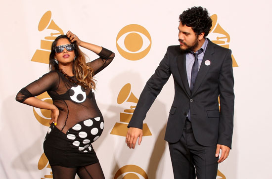 M.I.A. and (fiancee) Ben Brewer // 2009 Grammy Awards Press Room