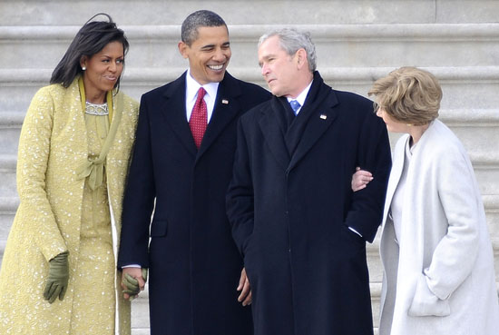 First Lady Michelle Obama, President Barack Obama, Former President George Bush and Former First Lady Laura Bush // Inauguration \'09