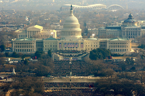 A sky view of the Inauguration ceremonies in D.C.