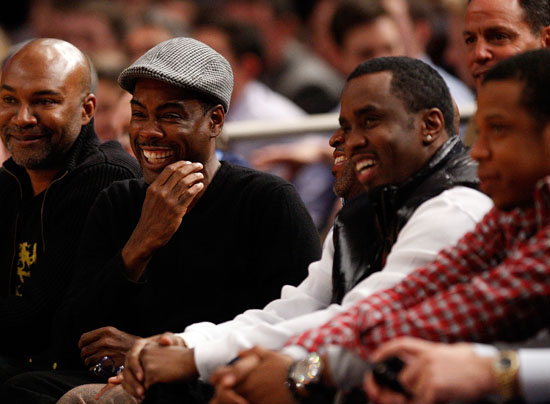 Chris Rock, Diddy & Jay-Z // Knicks vs. Cavs basketball game (02.04.09)