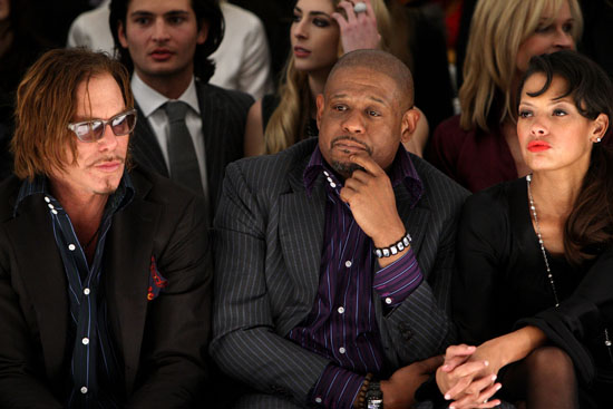 Mickey Rourke, Forest Whitaker and Keisha Whitaker // Domenico Vacca Fall '09 Fashion Show