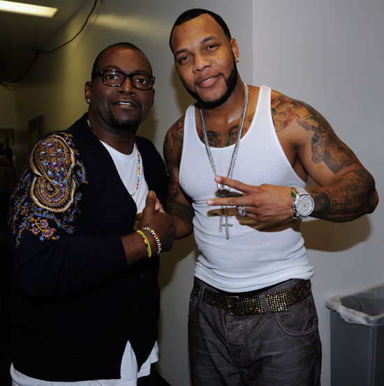 Randy Jackson & Flo Rida backstage at a live taping of American Idol