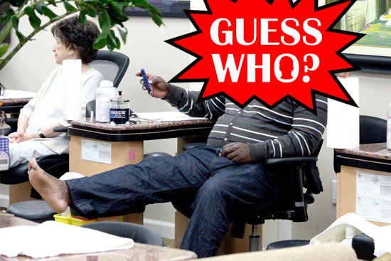 Guess Who?!: Pampering Himself at a Beverly Hills Beauty Salon