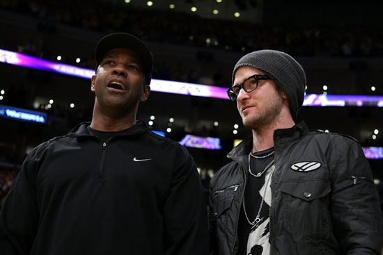 Denzel Washington & Justin Timberlake at the Lakers/Nuggets NBA Playoff Game (May 19th 2009)