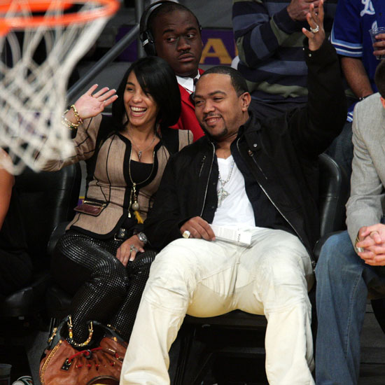 Timbaland & his wife Monique at the Lakers/Nuggets NBA Playoff Game (May 19th 2009)