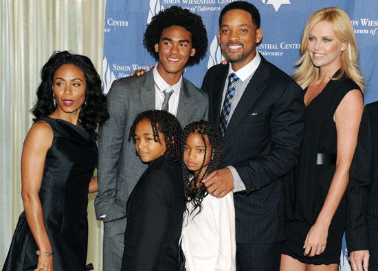 The Smith Family (L to R: Jada Pinkett Smith, Trey Smith, Will Smith, Jaden Smith and Willow Smith) and Charlize Theron // Simon Wisenthal Center's Annual National Tribute Dinner