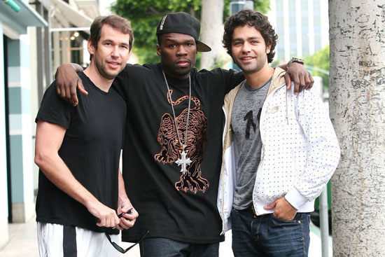 Doug Ellin, 50 Cent and Adrien Grenier on the set of HBO's Entourage in Los Angeles (June 12th 2009)