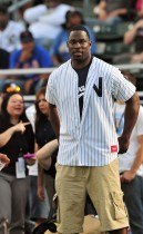 Justin Tuck of the New York Giants // 2009 Atlantic League All-Star Game and the Hot 97 vs. KISS-FM Celebrity Softball Showdown