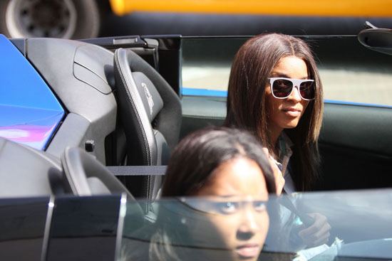 Ciara leaving LAX Airport in her blue Lamborghini (June 22nd 2009)