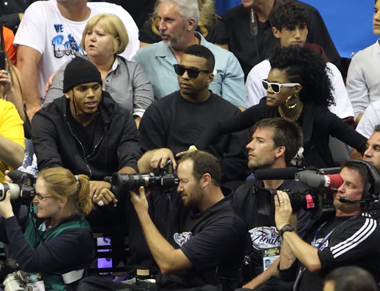 Chris Brown, a friend and Teyana Taylor // Game 5 of the 2009 NBA Finals in Orlando, FL (Lakers vs. Magic - June 14th 2009)