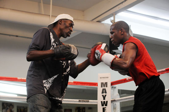 Floyd Jr's uncle/trainer Roger Mayweather & Floyd Mayweather Jr // Flag Day Celebration at Floyd Mayweather Jr's Las Vegas Boxing Gym