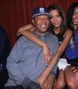 Russell Simmons & his girlfriend Noemie Lenoir // Jessica White\'s 25th Birthday Party at Mr. West in NYC