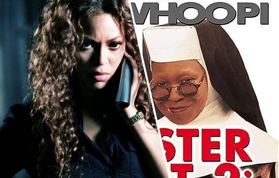 Beyonce in "Obsessed" // Whoopi Goldberg in "Sister Act 2"