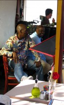 Charlie Murphy and Forest Whitaker on location for "Family Wedding" at Clafoutis in Los Angeles, CA