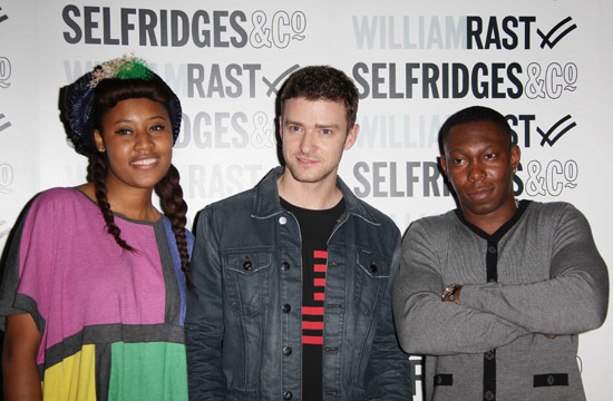 VV Brown, Justin Timberlake and Dizzee Rascal // William Rast New Denim Collection Launch at Selfridges