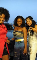 Mika Means, D. Woods and Karlie Redd on the set of Rick Ross & Trina's "Face" music video (July 6th 2009)