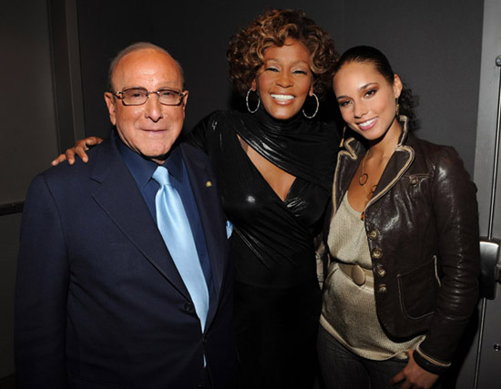 Clive Davis, Whitney Houston and Alicia Keys // Whitney Houston's "I Look To You" Album Listening Party