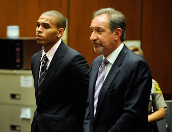 Chris Brown and his lawyer Mark Geragos at Los Angeles County Superior Court (August 5th 2009)