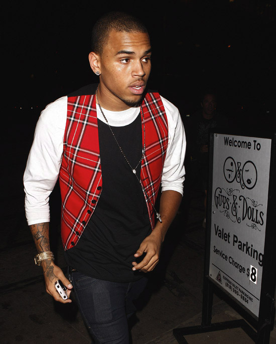 Chris Brown arrives at Guys and Dolls nightclub in Los Angeles (August 11th 2009)