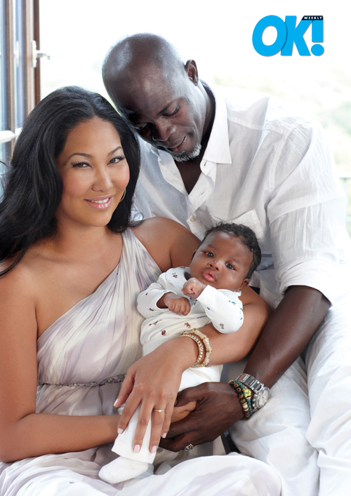 Kimora Lee, Djimon Hounsou and their son Kenzo in OK! Magazine