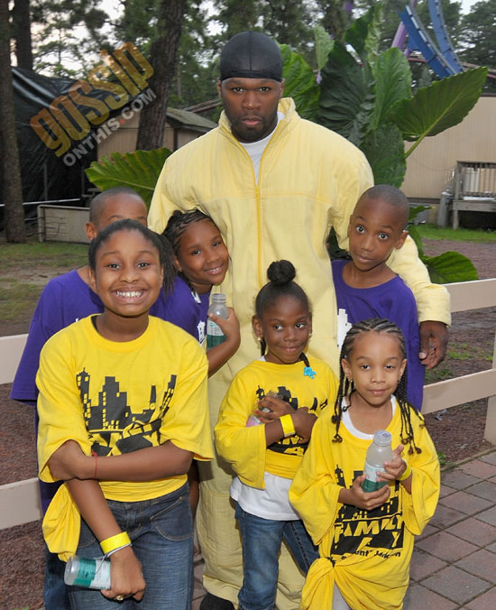 50 Cent with kids at Six Flags Great Adventure in New Jersey