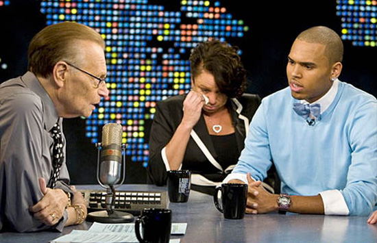 Chris Brown and his mom Joyce Hawkins on Larry King Live