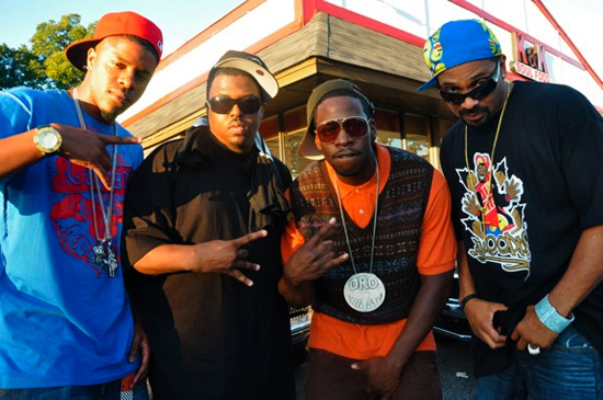 Dorrough, Nitti, Young Dro and Mike Epps on the set of Mike Epps' "Ain't Chu Yu" music video in Atlanta