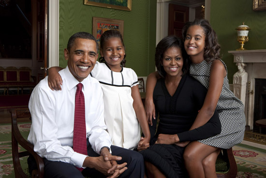 The Obama Family (President Barack Obama, Sasha Obama, First Lady Michelle Obama and Malia Obama)