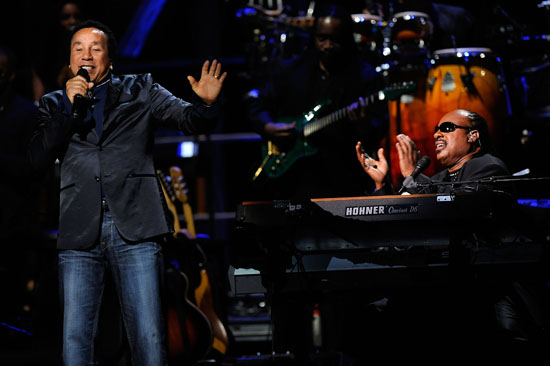 Smokey Robinson and Stevie Wonder  // 25th Anniversary Rock & Roll Hall of Fame Concert
