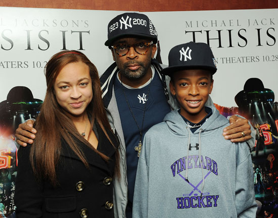 Spike Lee, his daughter Satchel and his son Jackson // Michael Jackson "This Is It" Movie Premiere in New York City