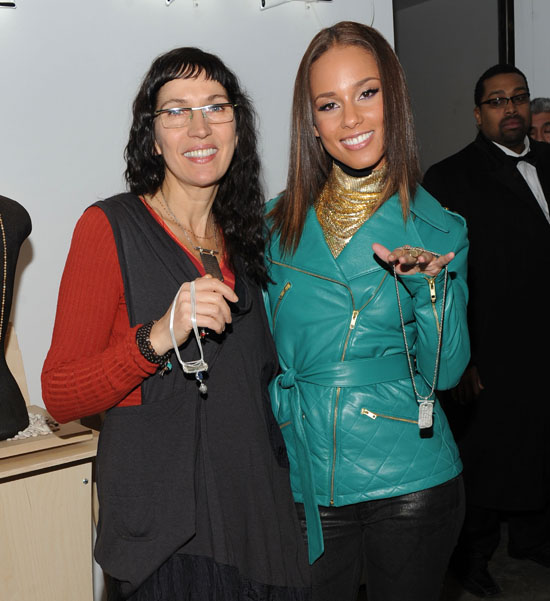 Alicia Keys promoting her new Jewelry line with Barber's Daughters Designer Gisele Theriault