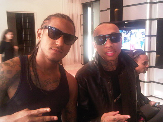 Lloyd & Tyga on the set of Young Money & Lloyd's new "Bedrock" music video