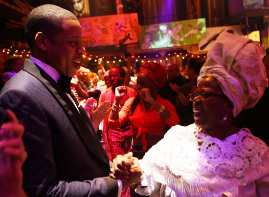 Jay-Z and Lillias White // Opening night of "Fela!" on Broadway in New York City