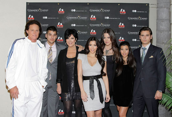 The Kardashian Family (L to R: Bruce Jenner, Robert Kardashian, Kris Jenner, Kim Kardashian, Khloe Kardashian, Kourtney Kardashian and Kourtney's boyfriend Scott Disick) // Kardashian Charity Knock Out