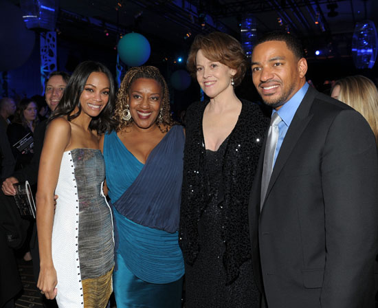 Zoe Saldana, CCH Pounder, Sigourney Weaver and Laz Alonso // "Avatar" Movie Premiere in Hollywood