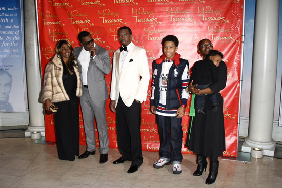 Diddy, his mother Janice Combs, his son Justin, his sister and his nephew // Madame Tussauds in New York City