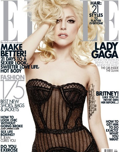 Lady Gaga on the cover of the January 2010 issue of Elle Magazine