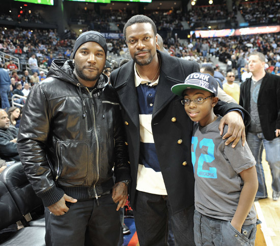 Young Jeezy, Chris Tucker and Chris' son Destin // Atlanta Hawks vs. Cleveland Cavaliers Basketball Game - December 29th 2009