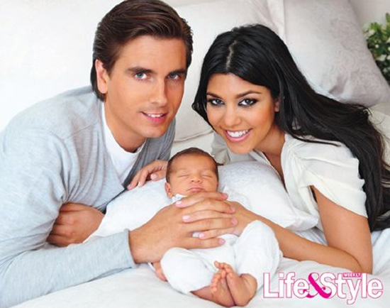 Kourtney Kardashin, Scott Disick and their newborn son Mason Dash