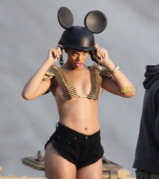 Rihanna on the set of her new "Hard" music video in Simi Valley, CA - December 1st & 2nd 2009