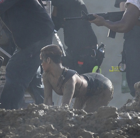 Rihanna on the set of her new "Hard" music video in Simi Valley, CA - December 1st & 2nd 2009